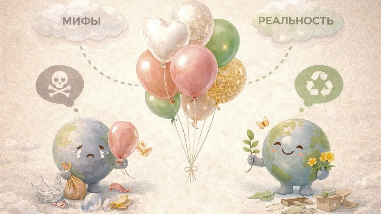 Иллюстрация к статье - Экологичность воздушных шаров: мифы и реальность