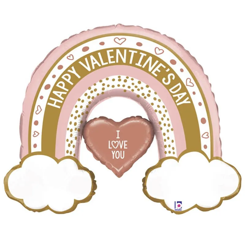 Воздушный шар - Фигура, Радуга С днем святого Валентина, Бохо 40"/102 см