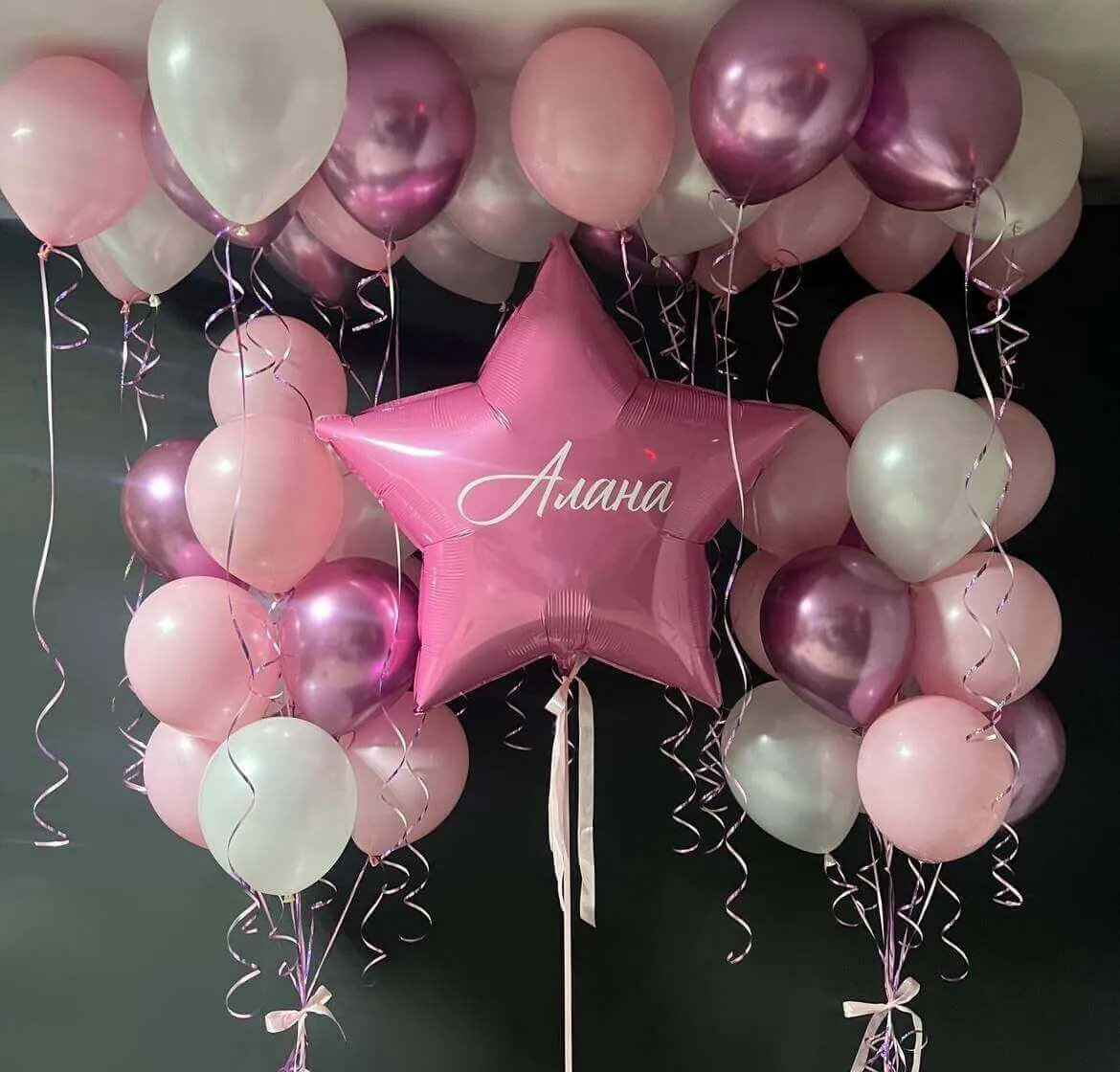 Воздушный шар - Звездный комплект, розовый