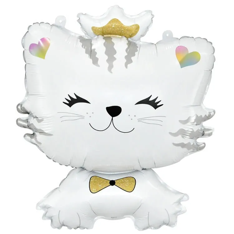 Воздушный шар - Фигура, Котенок принцесса белый 28"/70 см