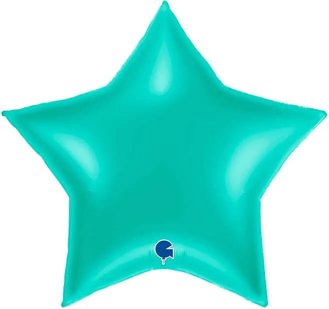 Воздушный шар - Звезда, Бирюзовый, 36"/91 см