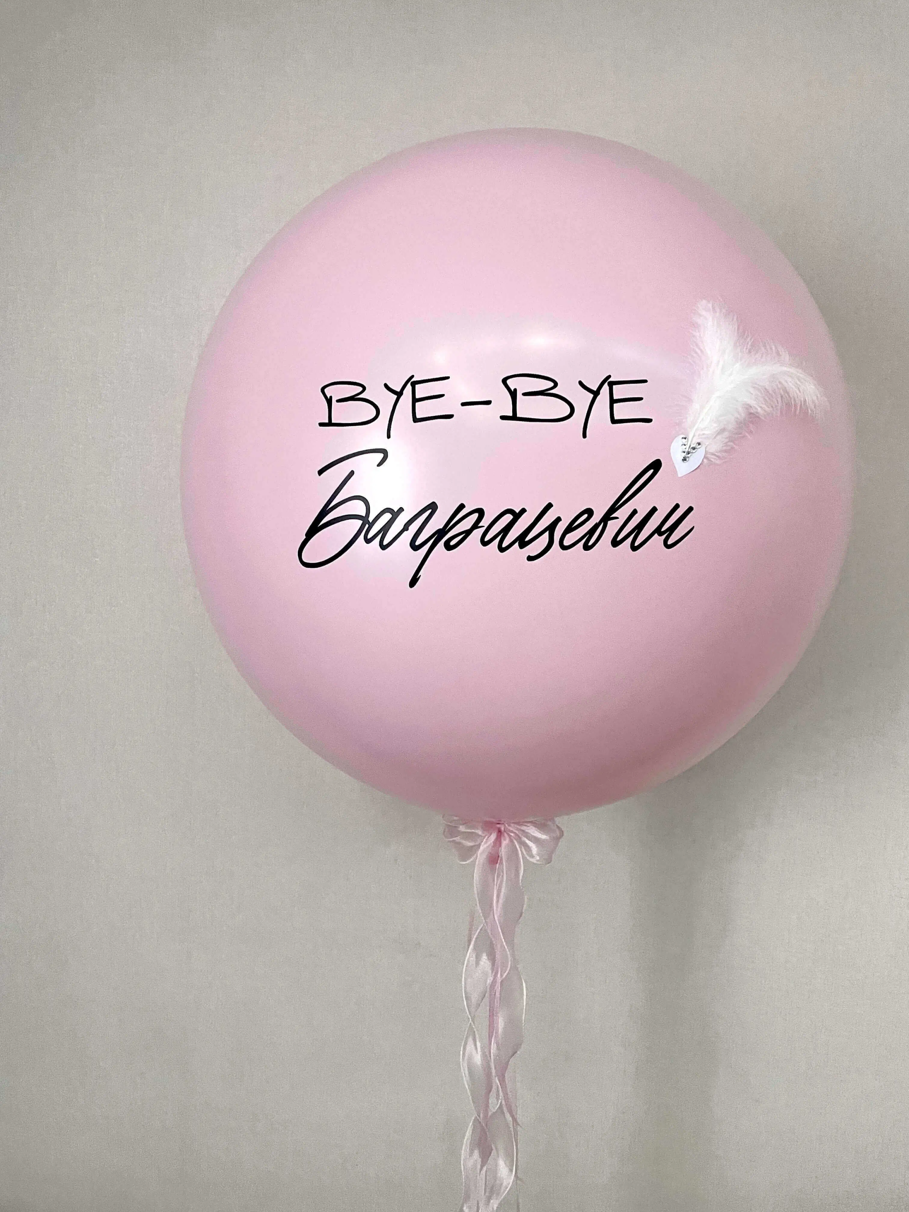 Воздушный шар - Шар на Девичник, Прощание с фамилией (с сердцем) + перо