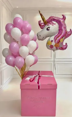 Коробка розовый единорог