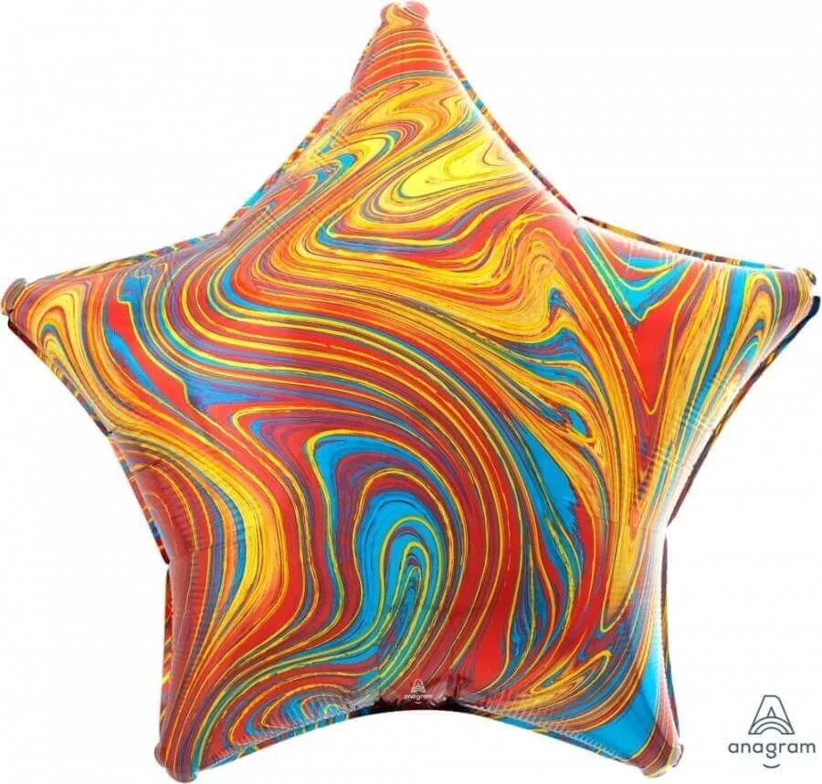 Воздушный шар - Звезда, Мрамор Красочный, 19"/47 см