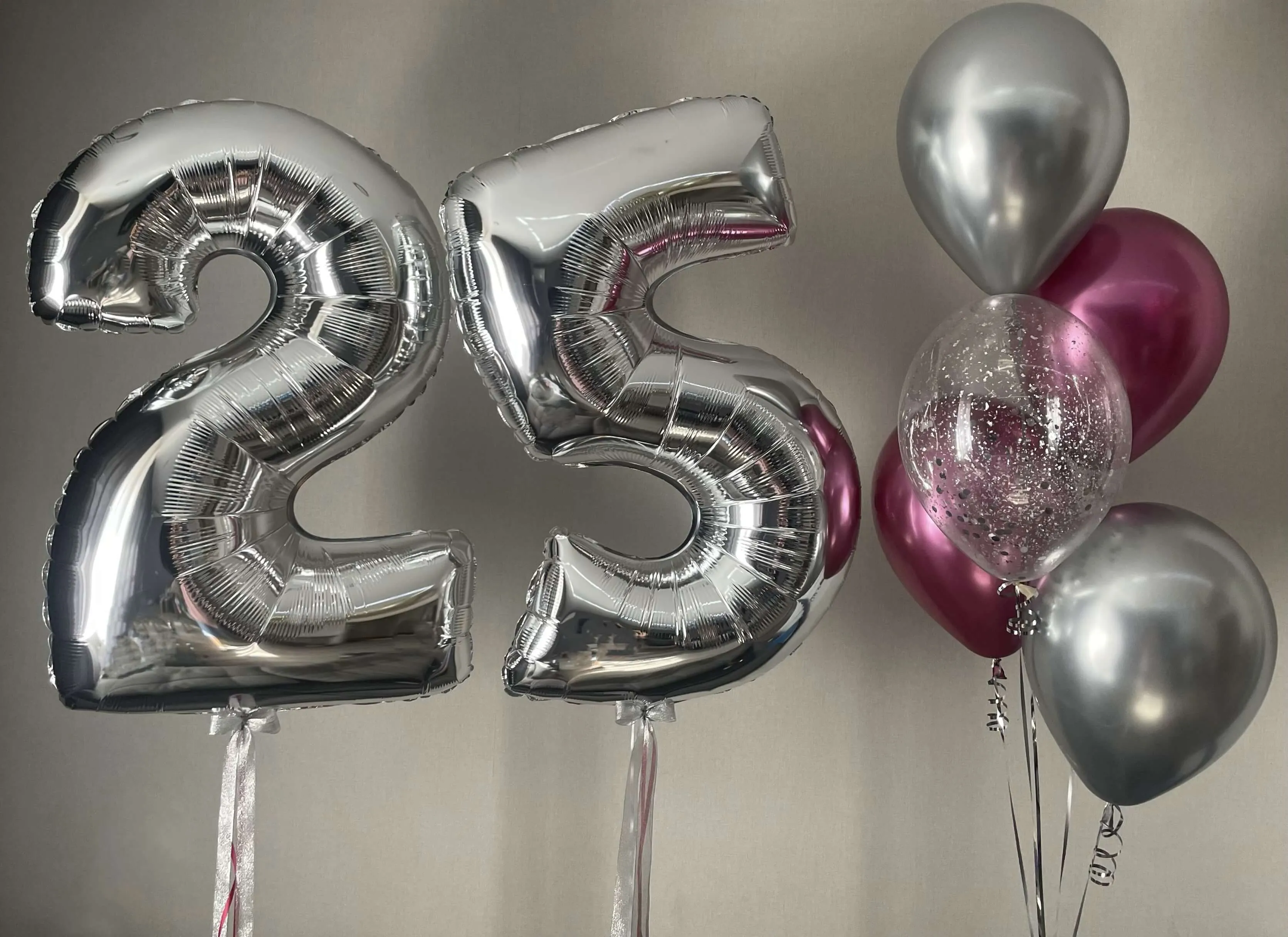 Воздушный шар - Цифры с фонтаном (серебро)