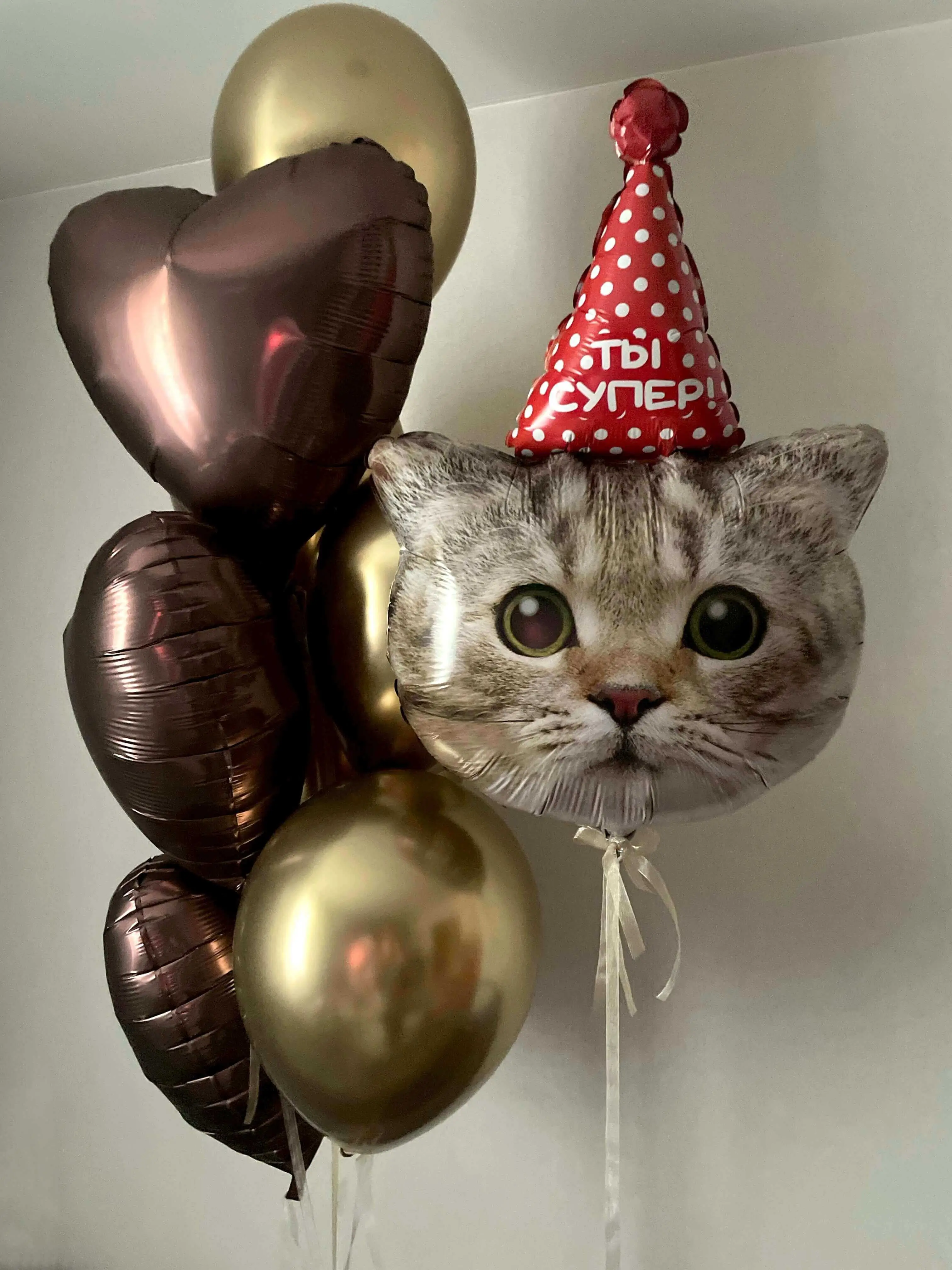 Воздушный шар - Комплект Зеленоглазый кот "Ты супер"