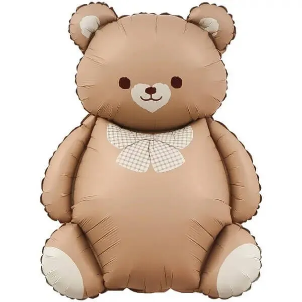 Воздушный шар - Фигура, Мишка с бантом, Коричневый, Сатин, 36"/91 см
