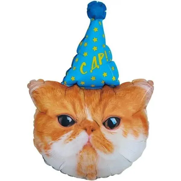 Воздушный шар - Фигура, Котик в колпачке, 32"/81 см