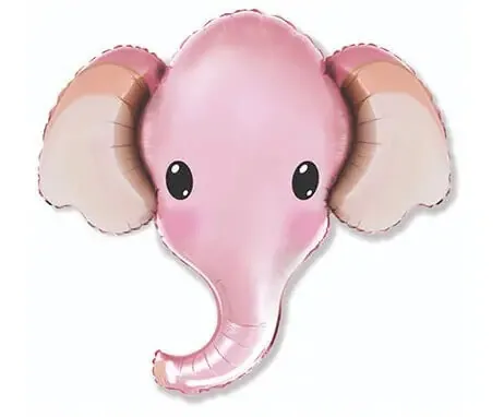 Воздушный шар - Фигура, Слоник розовый голова, 32"/81 см