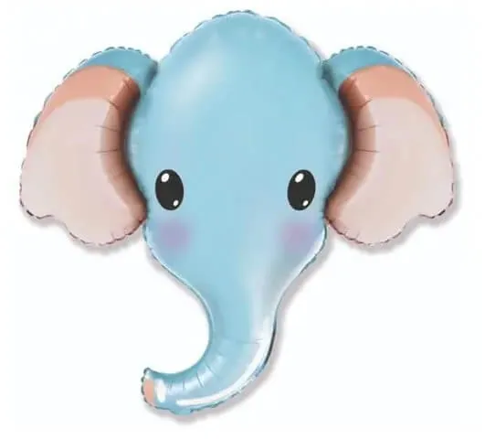 Воздушный шар - Фигура, Слоник голубой голова, 32"/81 см