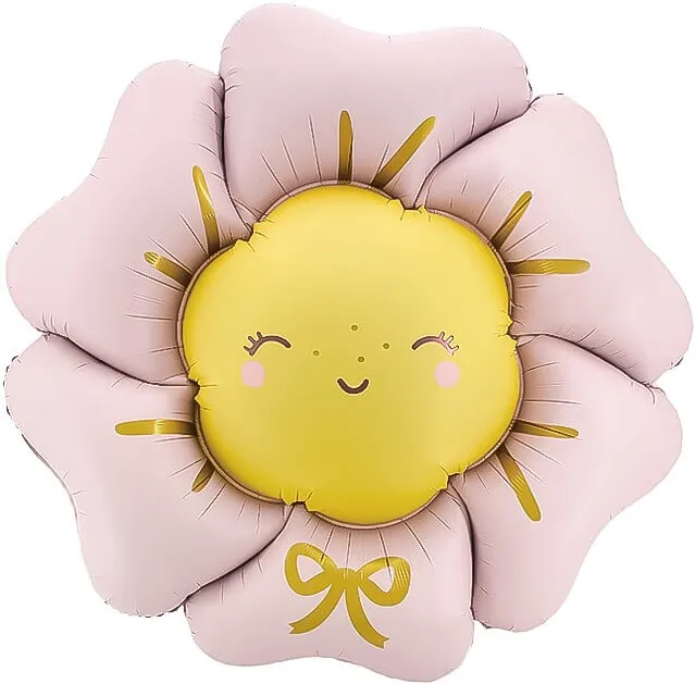 Воздушный шар - Фигура, Цветок, Солнышко, Розовый, Сатин 41''/104 см 