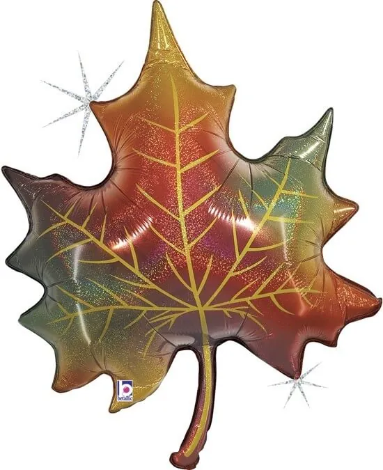 Воздушный шар - Фигура, Кленовый лист, Голография 35''/89 см 