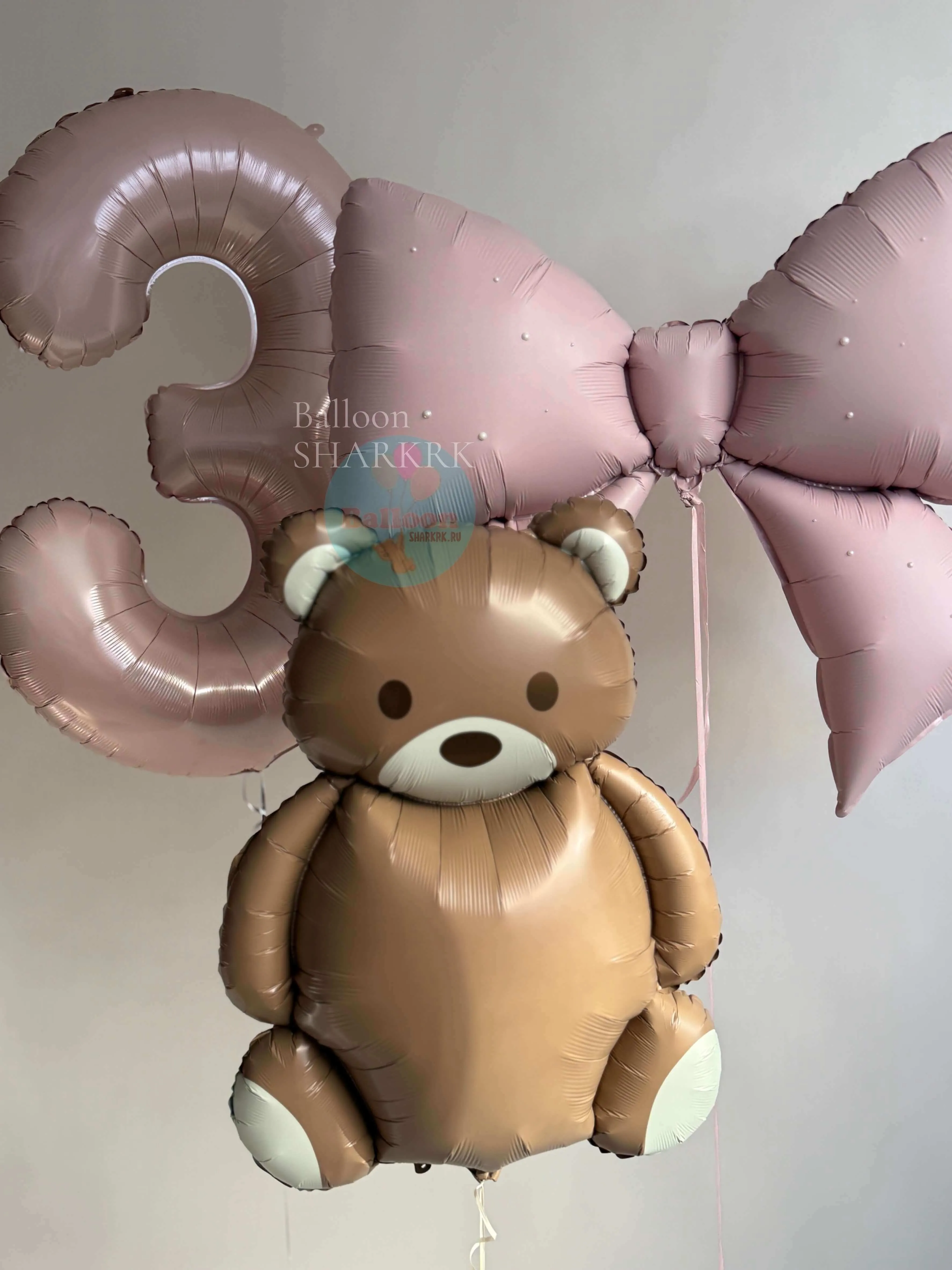 Воздушный шар - Пудровый комплект с Барни