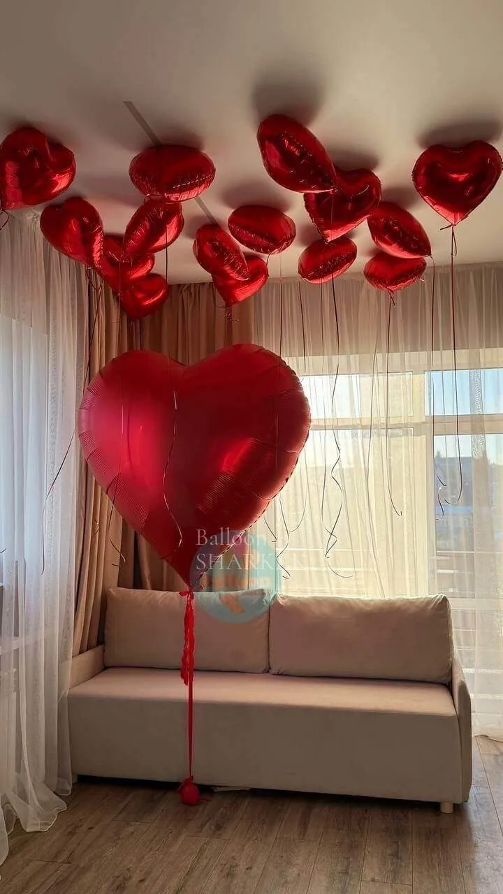 Воздушный шар - Комплект: Сердце гигант и сердца стандарт