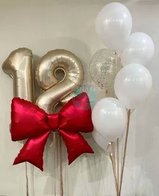 Комплект на 18 лет Красный Бант Воздушный шар - Комплект на 18 лет Красный Бант