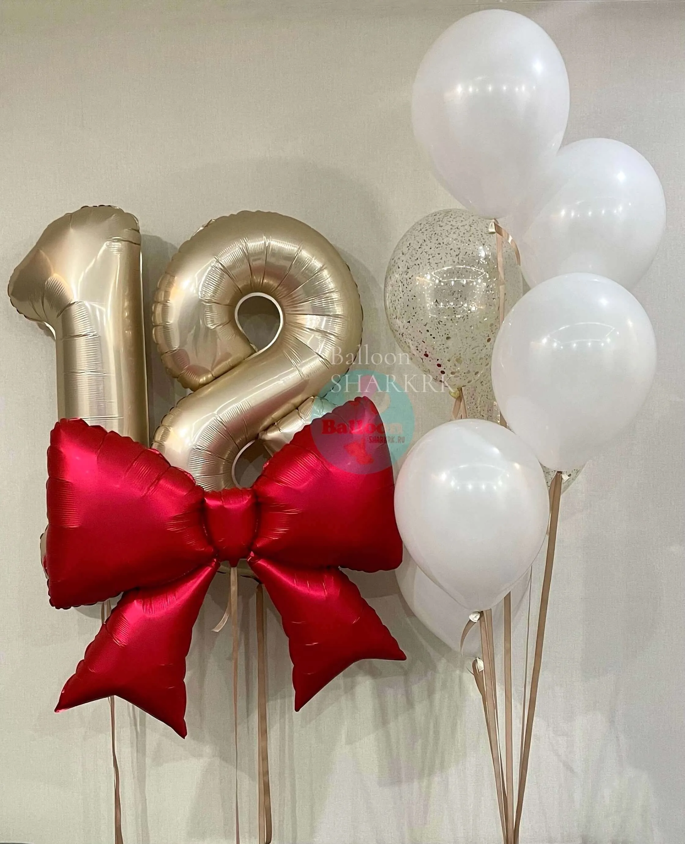 Комплект на 18 лет Красный Бант Воздушный шар - Комплект на 18 лет Красный Бант