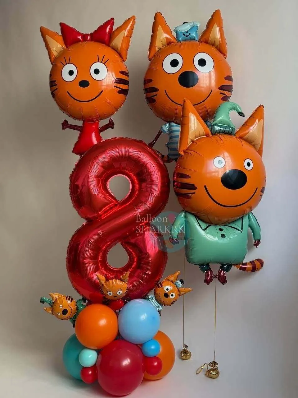 Воздушный шар - Три кота + Цифра воздух