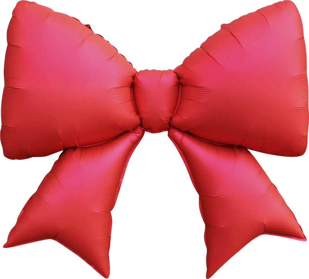Воздушный шар - Фигура, Бант, Красный, Сатин 39''/99 см 