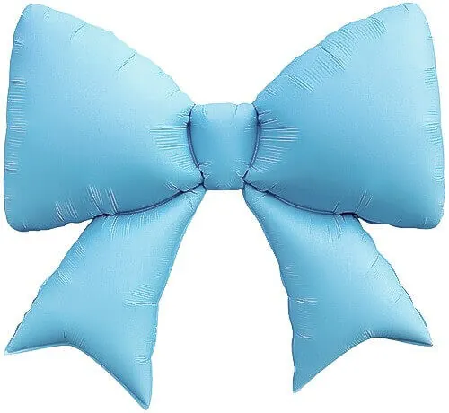 Воздушный шар - Фигура, Бант, Голубой, Сатин 39''/99 см 