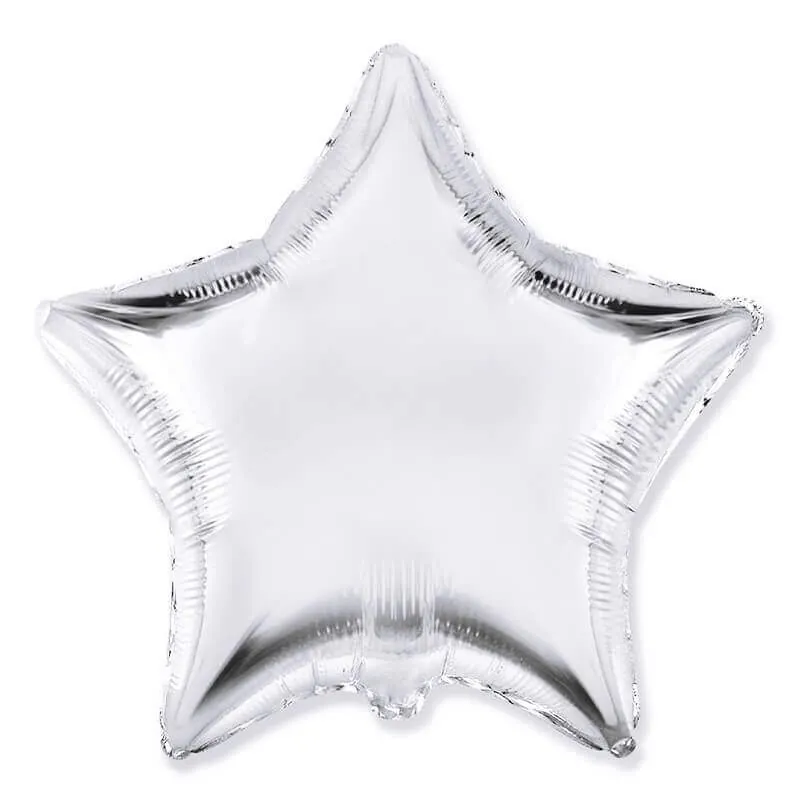 Воздушный шар - Звезда, Серебро, 18"/45 см