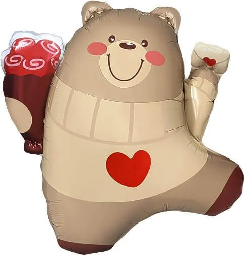 Воздушный шар - Фигура, Мишка с валентинкой 27''/69 см