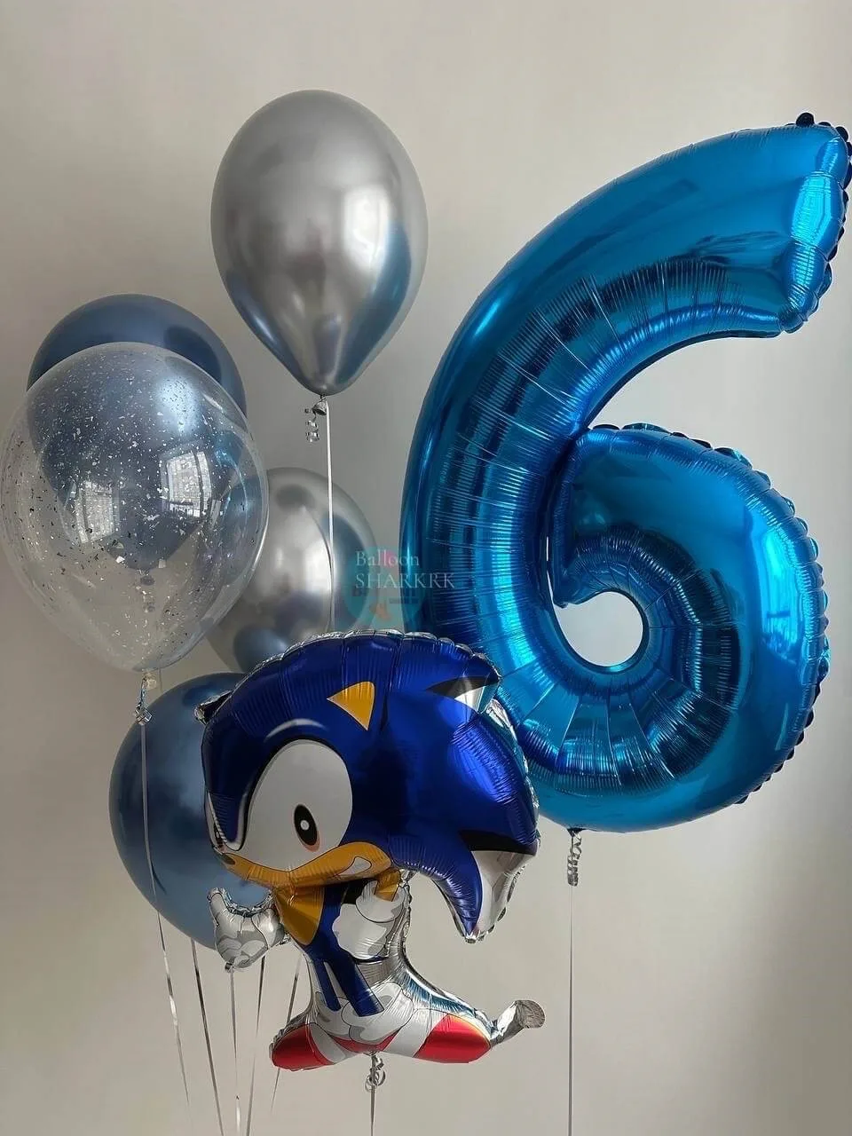 Шары на 6 лет: Соник, блестящие шары, цифра 6