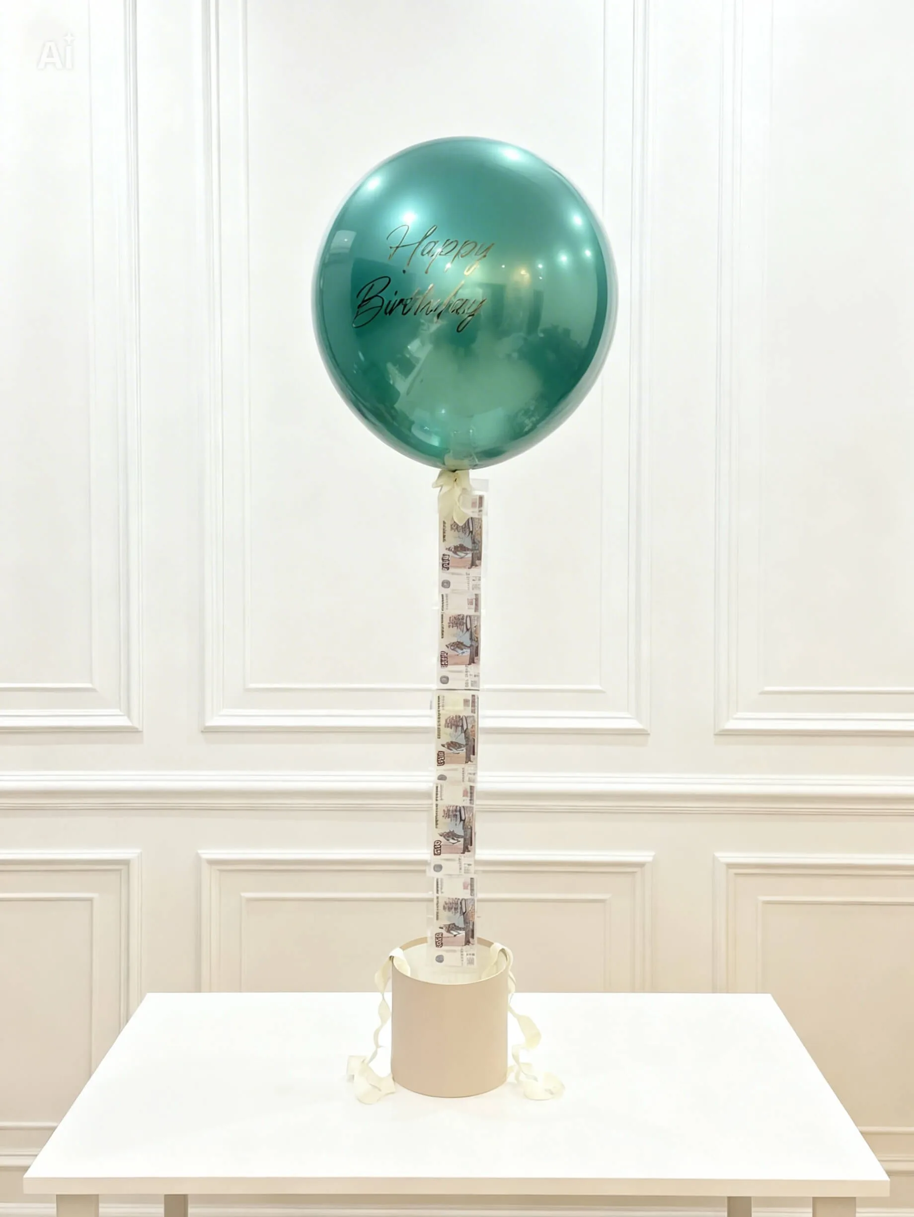 Фольгированный шар „Happy Birthday“ с деньгами