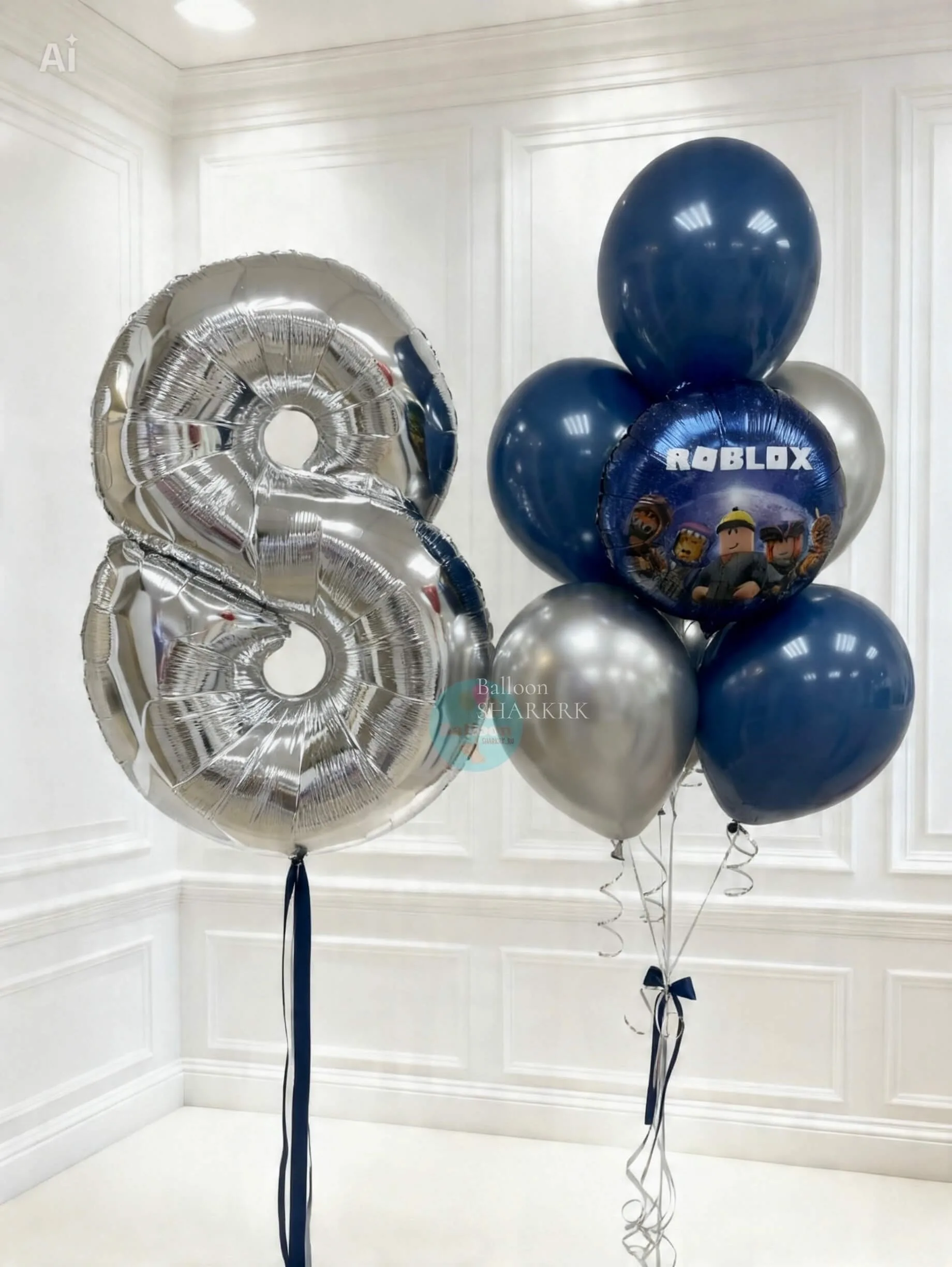 Фольгированная цифра 8 и шары с Roblox