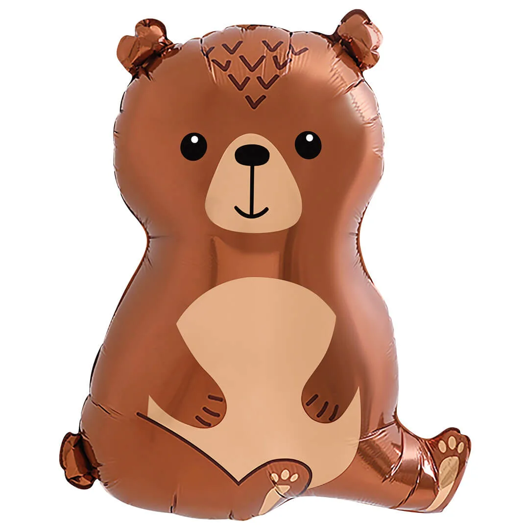 Шар в форме лесного медвежонка, материал — фольга, для оформления зала.