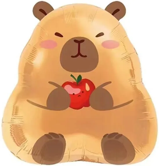 Капибара с яблоком, надувной фольгированный шар, детский декор