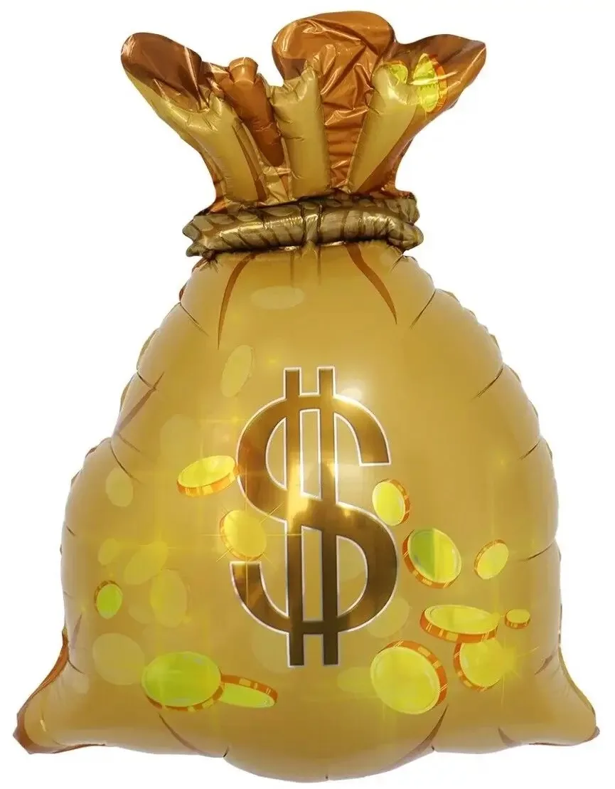 Мешок с золотом и знаком доллара, фольгированный декоративный шар.