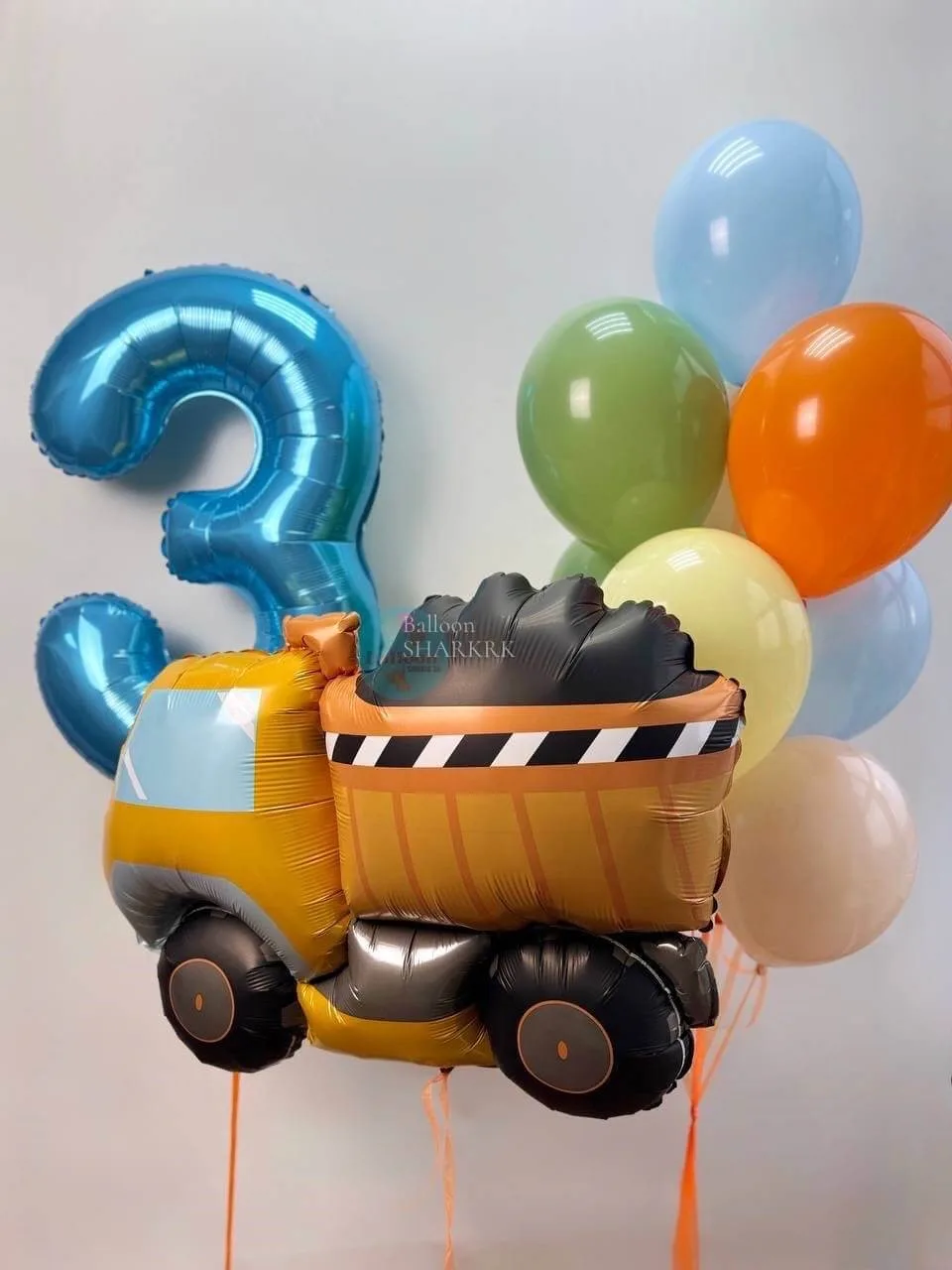 Шары для дня рождения: фольгированный самосвал, цифра, разноцветные шары