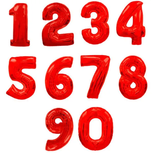 Воздушный шар - Цифра, Красный, 40"/100 см