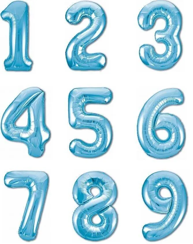 Воздушный шар - Цифра, Нежно-голубой  , 40"/100 см