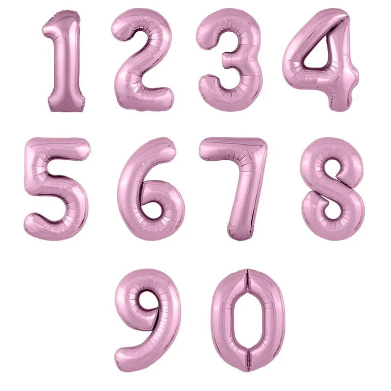 Воздушный шар - Цифра, Нежно-розовый , 40"/100 см