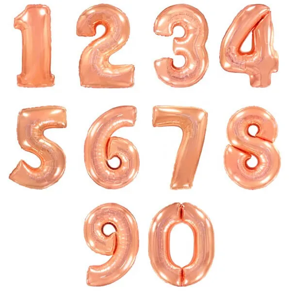 Воздушный шар - Цифра, Розовое золото, 40"/100 см