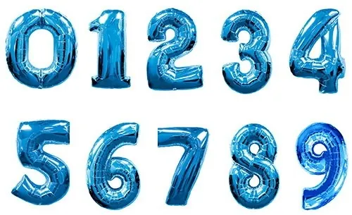 Воздушный шар - Цифра, Синий, 40"/100 см