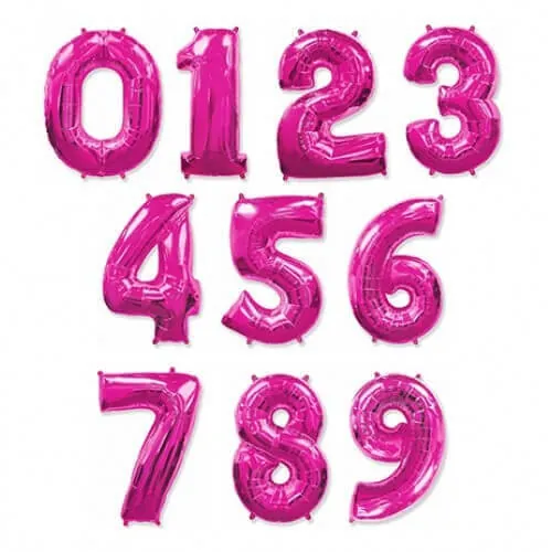 Воздушный шар - Цифра, Фуксия, 40"/100 см