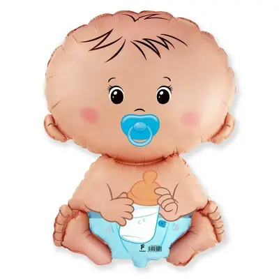 Воздушный шар - Фигура, Выписка, Малыш мальчик, 32"/80 см