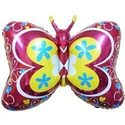 Воздушный шар - Фигура, Бабочка, Декор, Красный, 32"/80 см