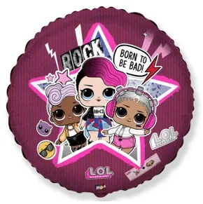 Воздушный шар - Круг, Куклы ЛОЛ, Диско, 18"/45 см