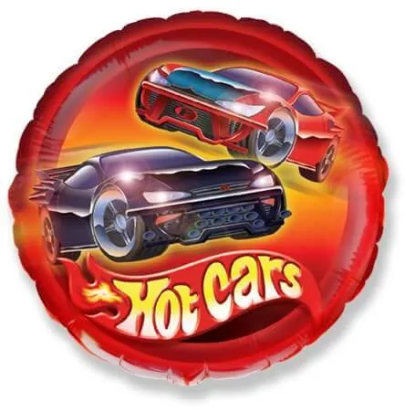 Круг, Тачки, Hot Cars, 18"/45 см Воздушный шар - Круг, Тачки, Hot Cars, 18"/45 см