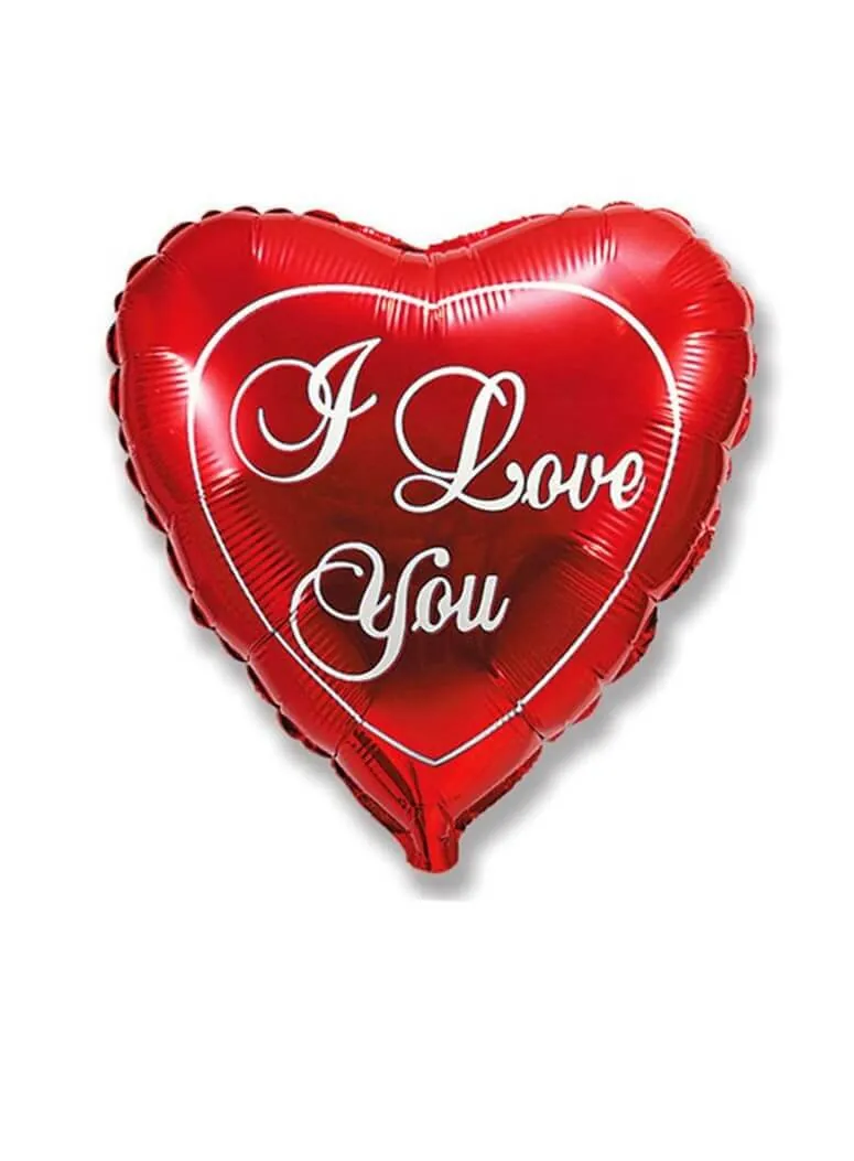 Воздушный шар - Сердце, I love you, Красный , 18"/45 см