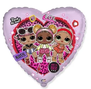 Воздушный шар - Сердце, Куклы ЛОЛ, 18"/45 см