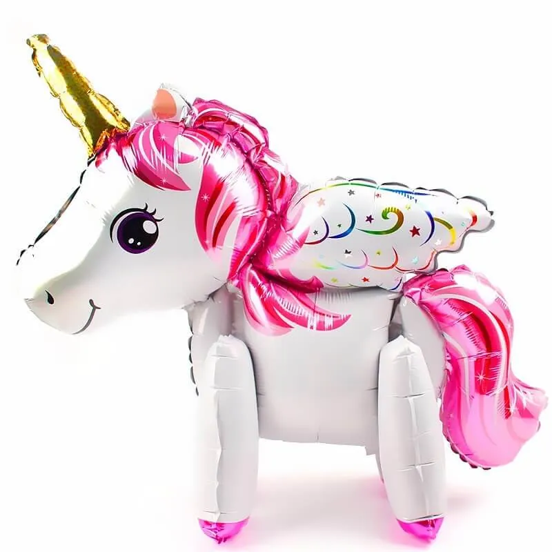 Воздушный шар - Ходячка, Единорог Радужный, Белый, 22"/55 см