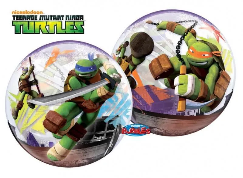 Воздушный шар - Шар ЗD Сфера, BUBBLE, Черепашки Ниндзя, 22"/55 см
