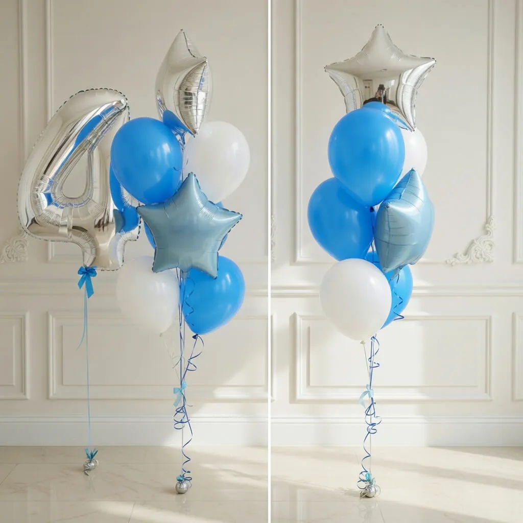 Воздушный шар - Цифра (на выбор) + Фонтан (№3)