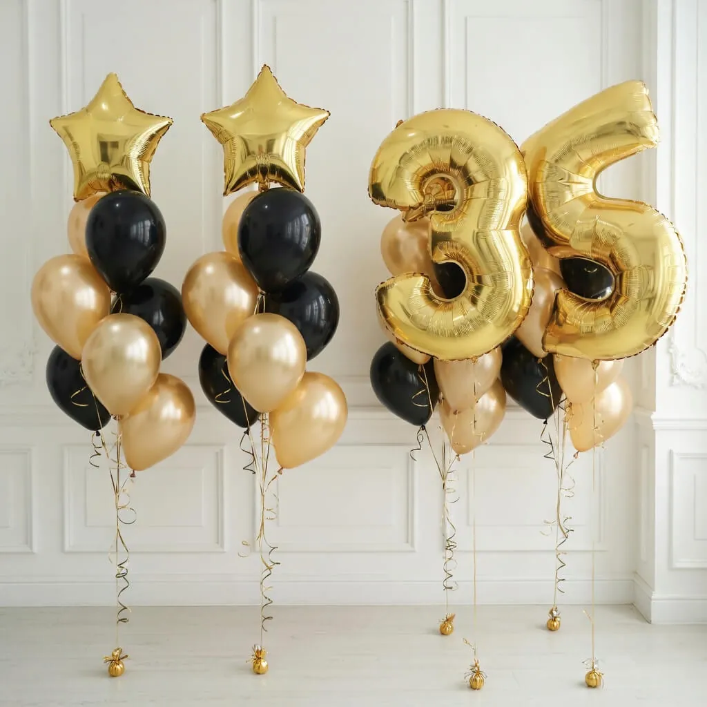 Воздушный шар - Цифры 2 шт (на выбор) + Фонтан 2 шт