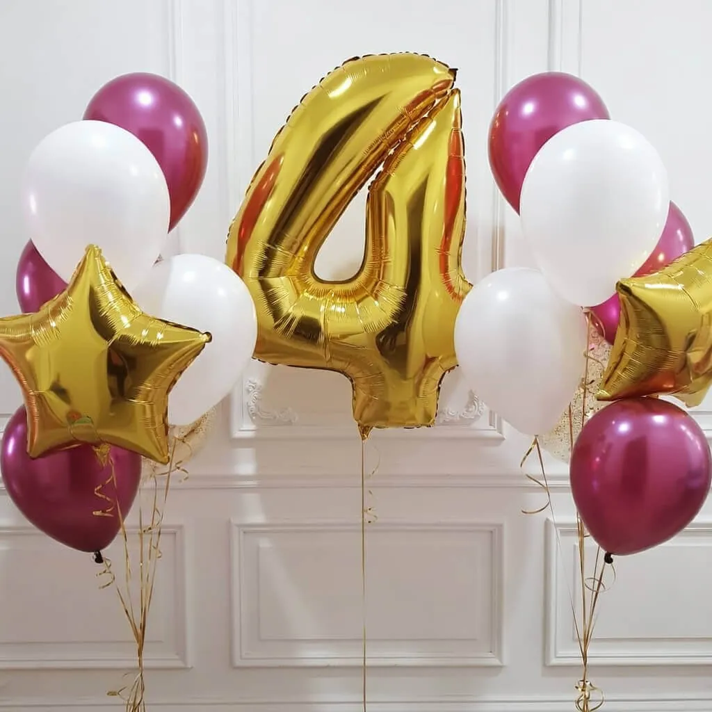 Воздушный шар - Цифра (на выбор) + Два фонтана