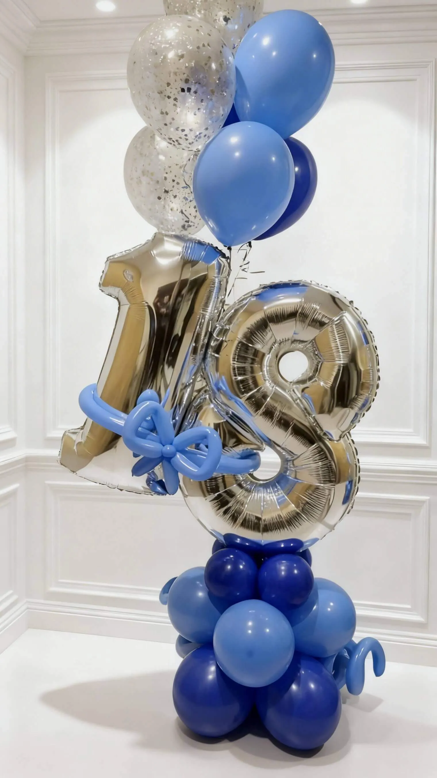 Воздушный шар - Двойная цифра на подставке с шариками